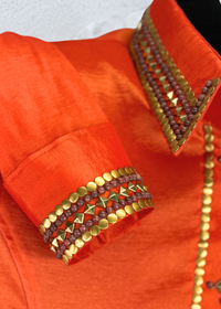 SIMPLY SOUTHWESTERN+ Tangerine w/ Gold Stretch Taffeta Day Shirt