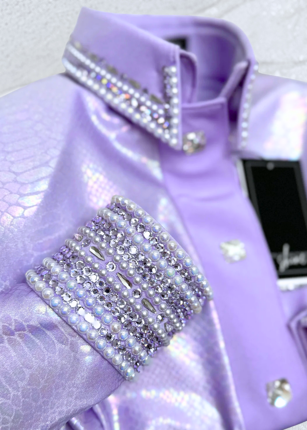 GLITZY Lavender Snakeskin Stretch Day Shirt