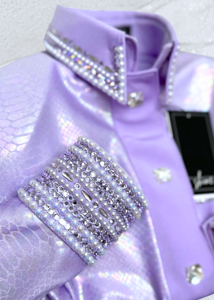 GLITZY Lavender Snakeskin Stretch Day Shirt