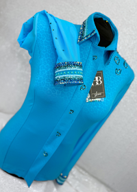 GLITZY BREEZY Turquoise Leopard Stretch Spandex Day Shirt