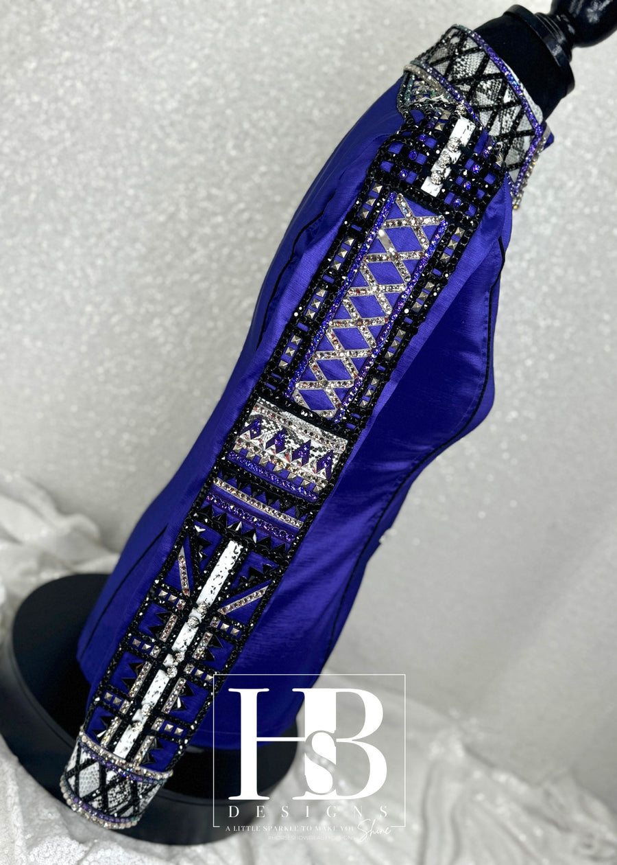 GLAM Royal Purple, Black, White and Grey Stretch Taffeta Day Shirt 1298