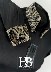 LUXE Leopard Black Stretch Taffeta Day Shirt