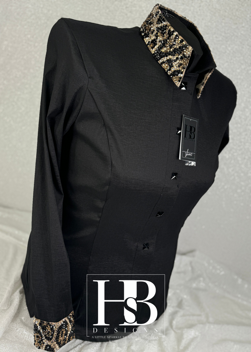 LUXE Leopard Black Stretch Taffeta Day Shirt