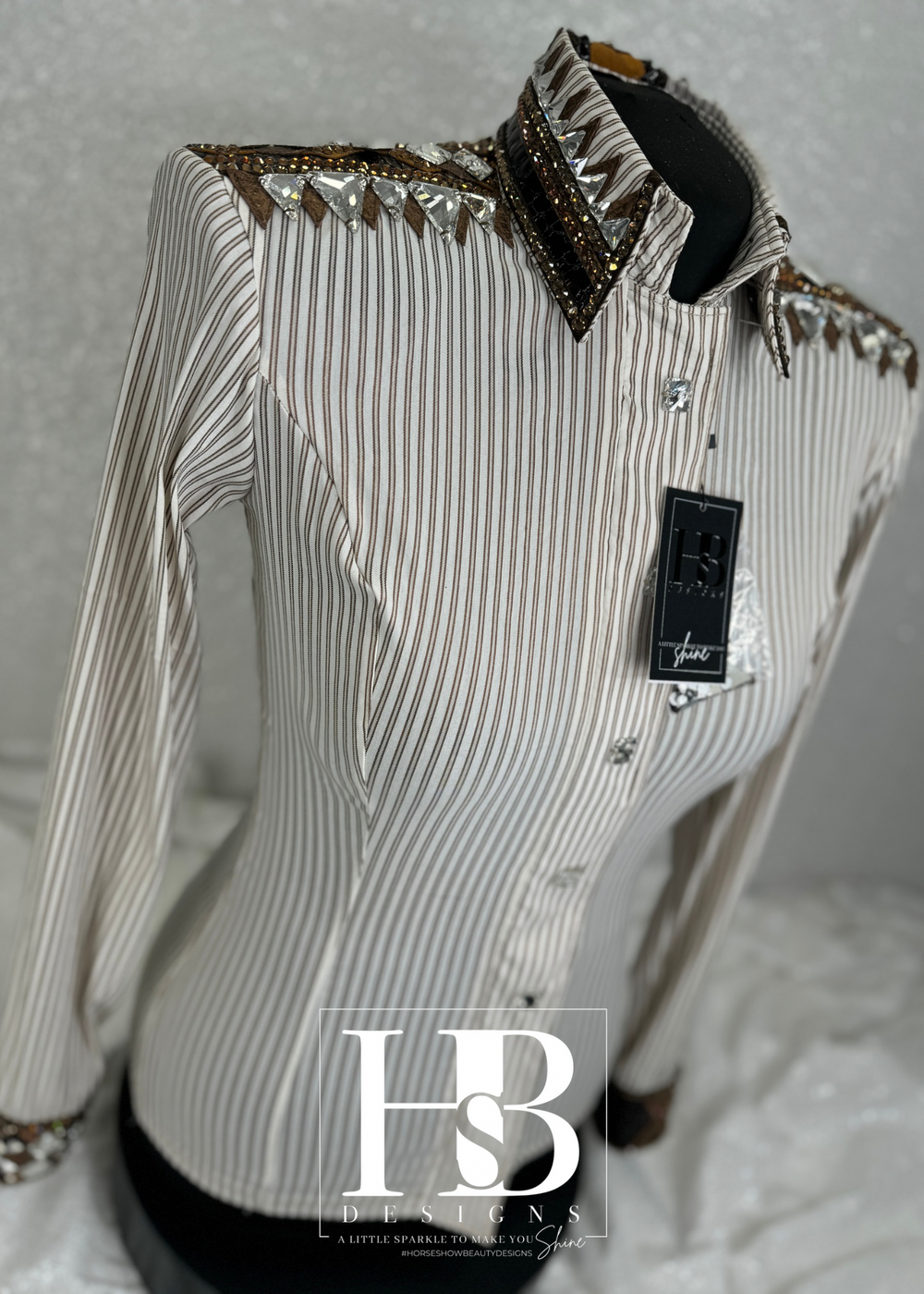 GLAM White, Chocolate Brown and Bronze Stretch Cotton Day Shirt