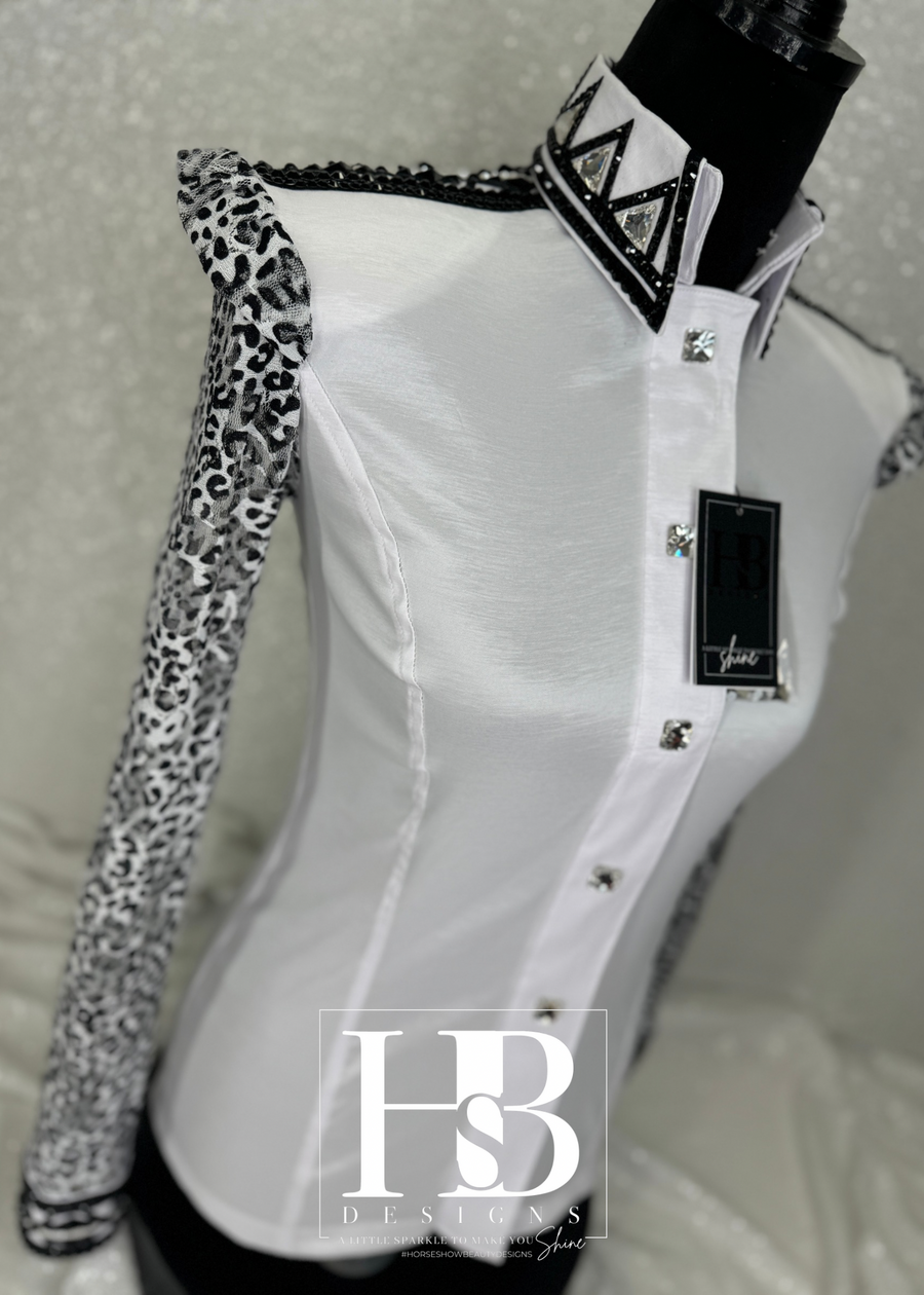 GLAM BREEZY White and Black Taffeta Day Shirt 1334