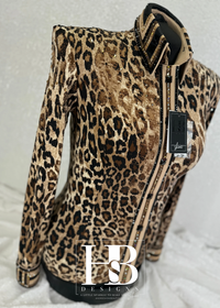 LUXE Brown, Tan & Black Animal Print Leopard Stretch Day Shirt