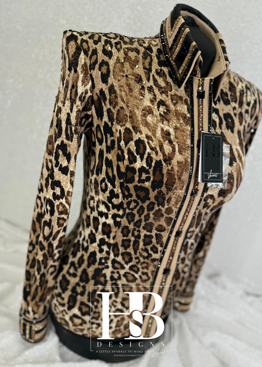 *PRE LOVED* LUXE Brown, Tan & Black Animal Print Leopard Stretch Day Shirt 1188