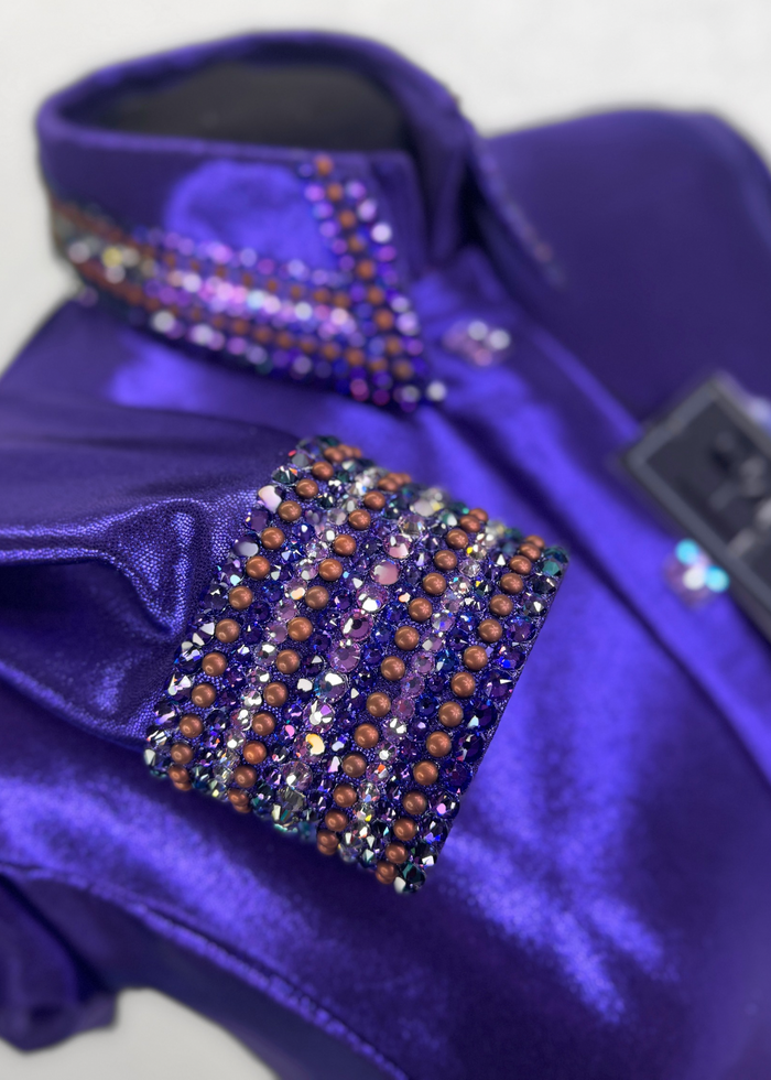 GLITZY Royal Purple Melted Metals Stretch Day Shirt