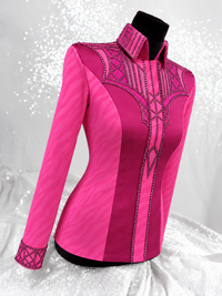GLAM Hot Pink w/ Animal Print Contrast Panels Stretch Day Shirt 1531