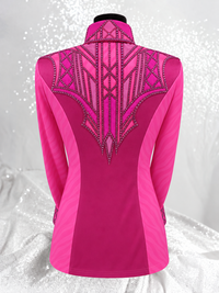 GLAM Hot Pink w/ Animal Print Contrast Panels Stretch Day Shirt 1531