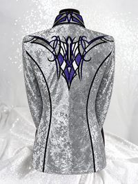 GLAM Silver, Purple & Grey Velour Velvet Stretch Day Shirt 1525