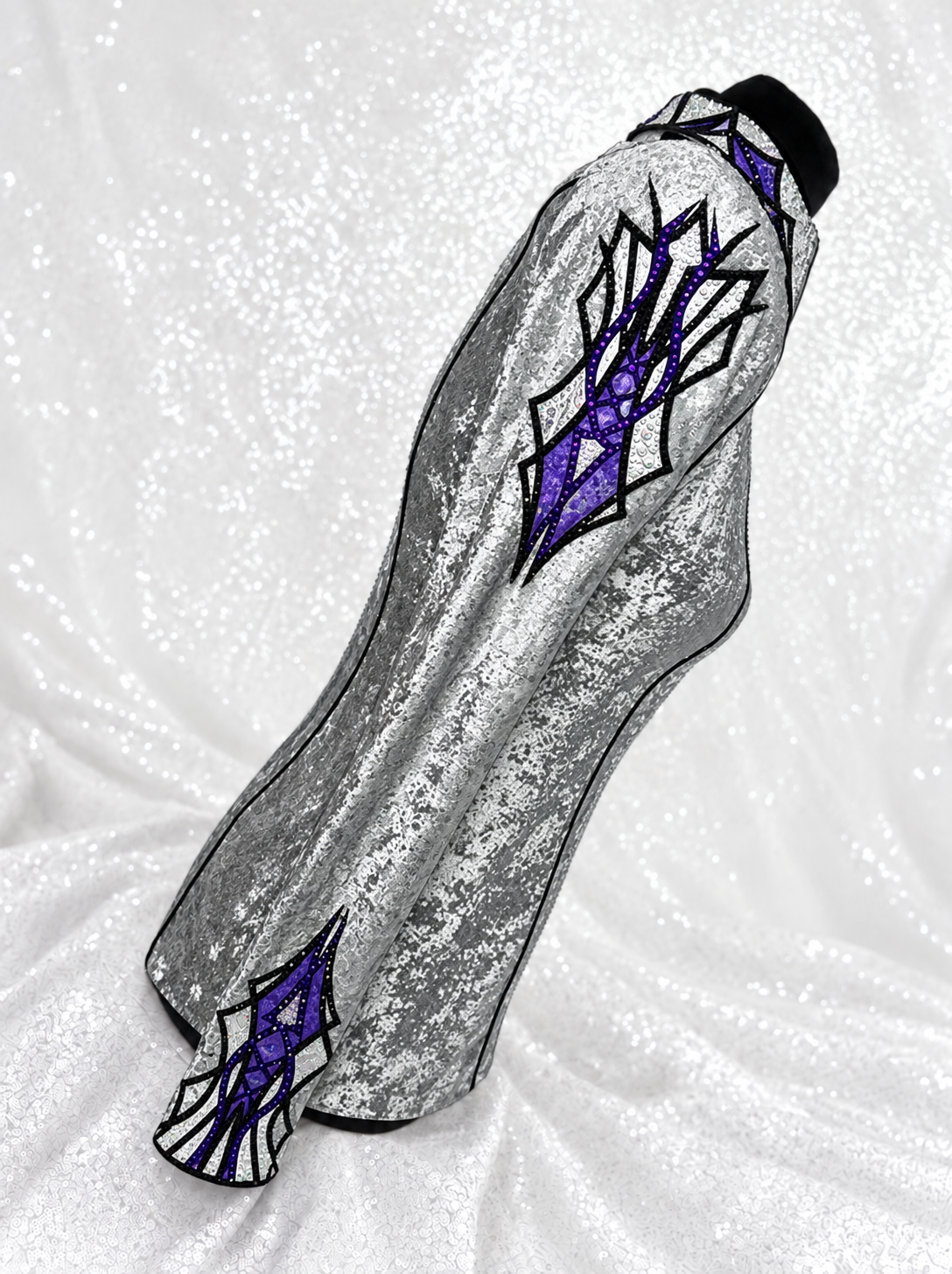 GLAM Silver, Purple & Grey Velour Velvet Stretch Day Shirt 1525