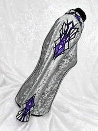 GLAM Silver, Purple & Grey Velour Velvet Stretch Day Shirt 1525
