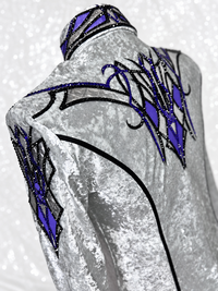 GLAM Silver, Purple & Grey Velour Velvet Stretch Day Shirt 1525