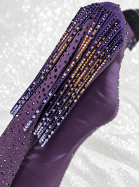 Product photo of *FLASH-SALE* SIMPLY+ Eggplant w/ Gold & Lavender Fringe Stretch Taffeta Day Shirt — Item 1524