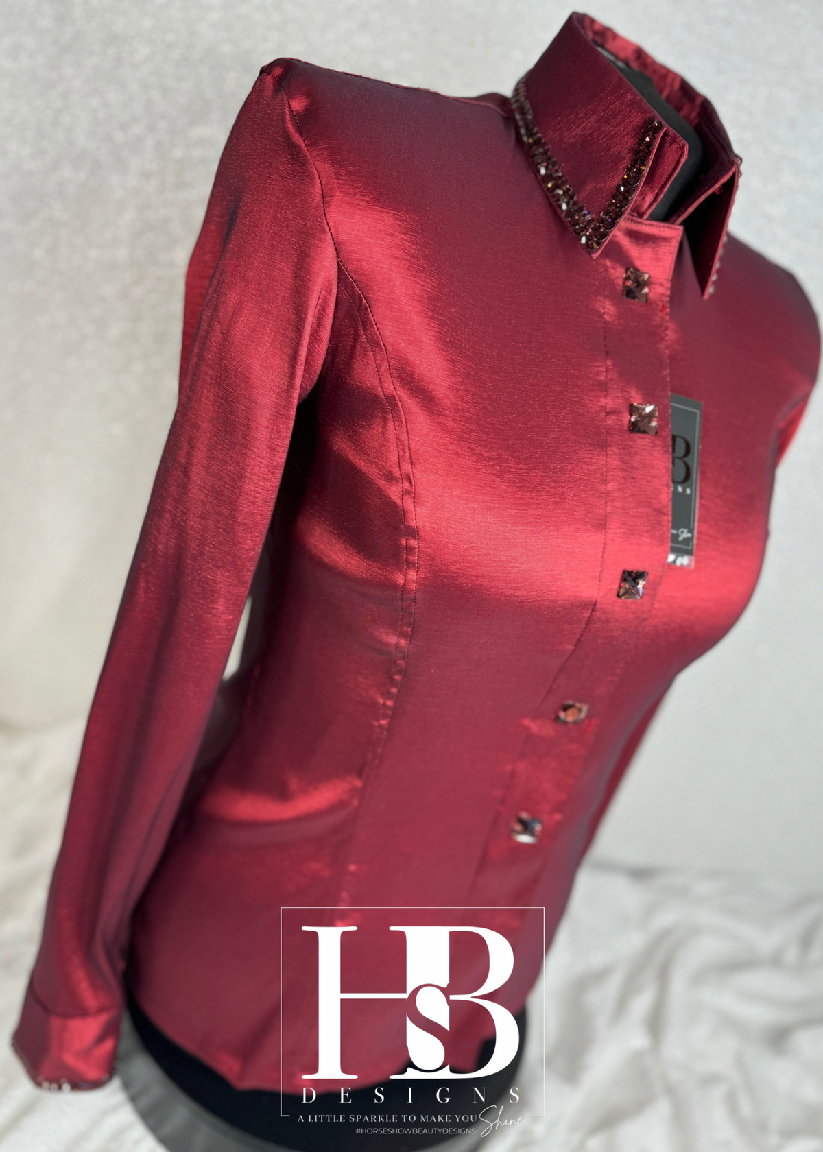 SIMPLY Iridescent Burgundy Stretch Taffeta Day Shirt