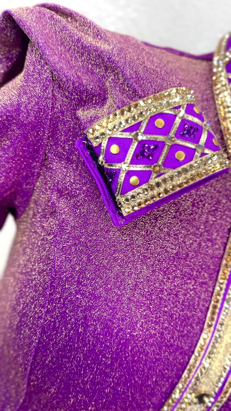 LUXE Magenta and Gold Sparkle Spandex Day Shirt