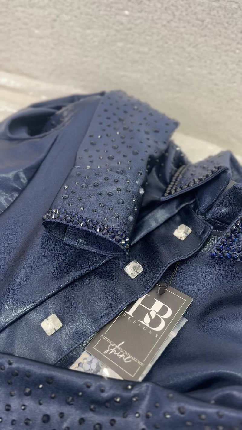 SIMPLY+ Navy Melted Metals Stretch Spandex Day Shirt