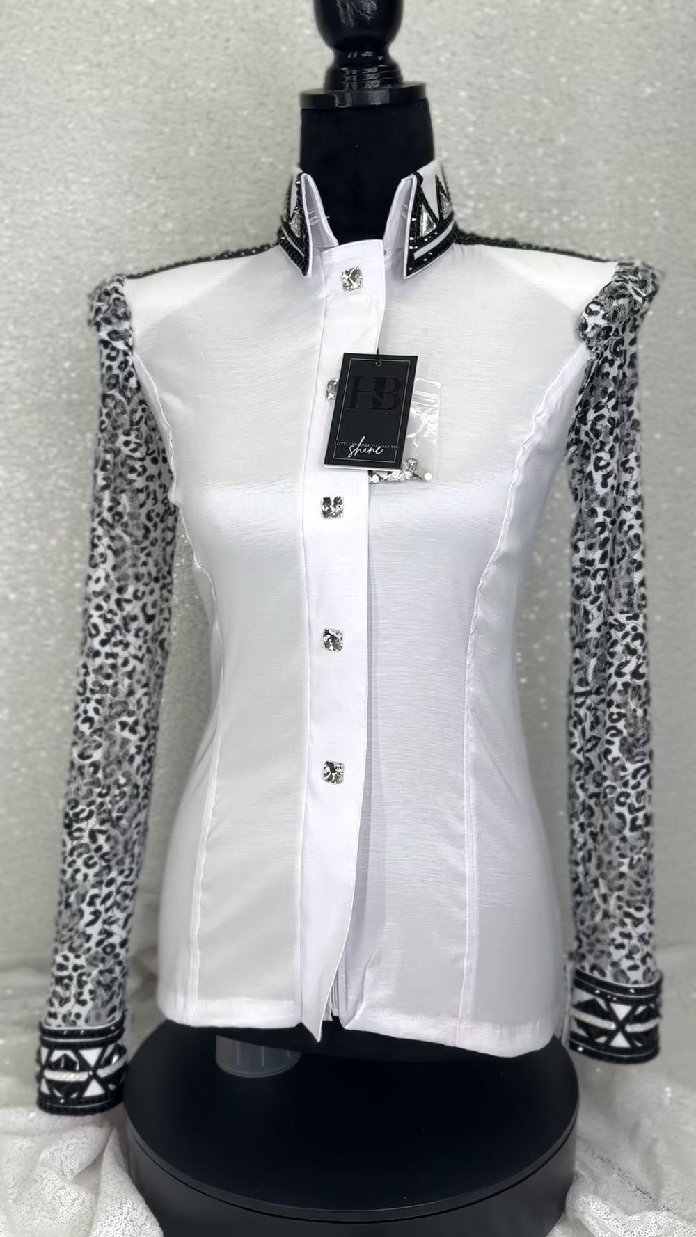 GLAM BREEZY White and Black Taffeta Day Shirt