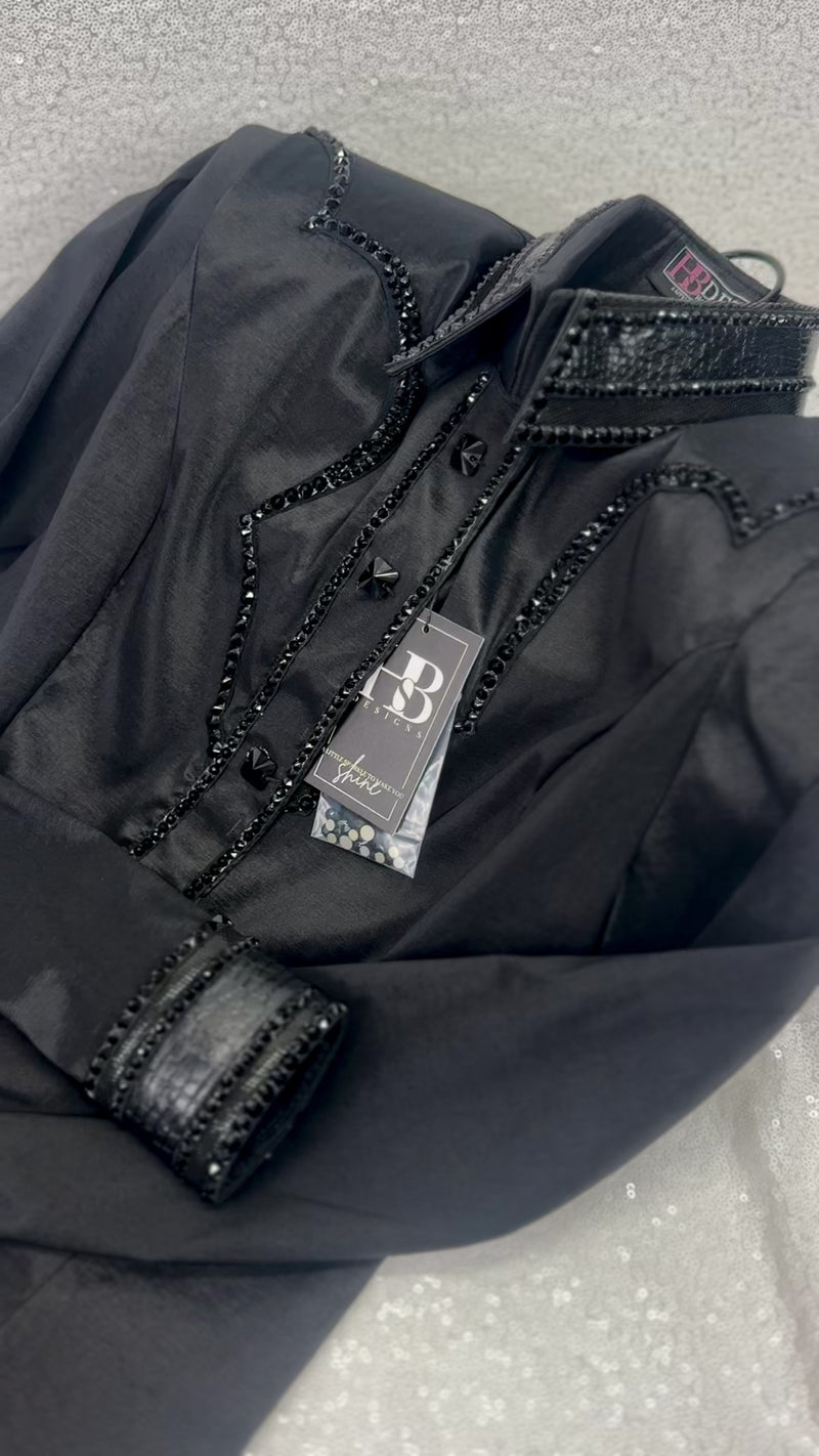 GLAM YOKED Black on Black Stretch Taffeta Day Shirt