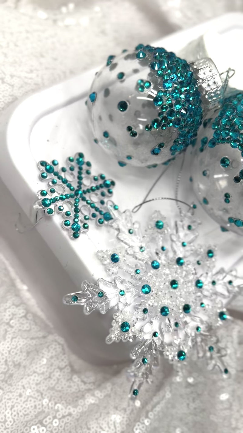 Turquoise 4 Piece Ornament Set