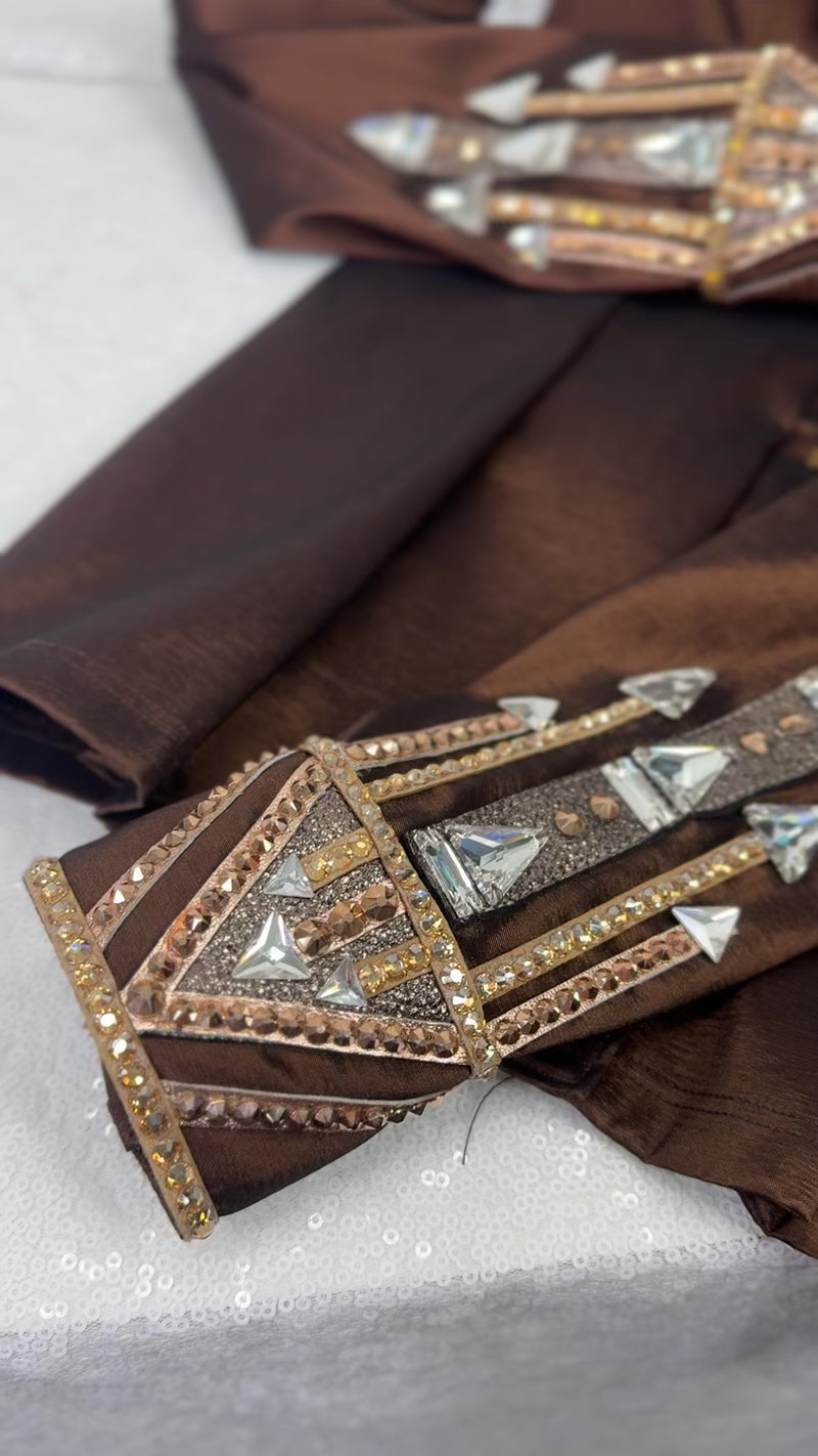 GLAM Brown, Taupe, Camel/Tan and Bronze Stretch Taffeta Day Shirt