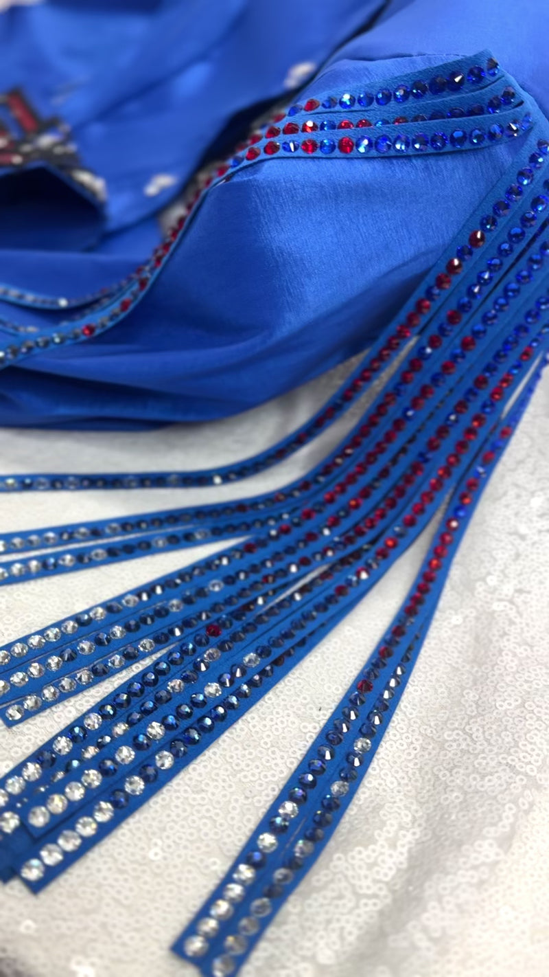 GLAM Red, White, Blue and Black Stretch Taffeta Day Shirt