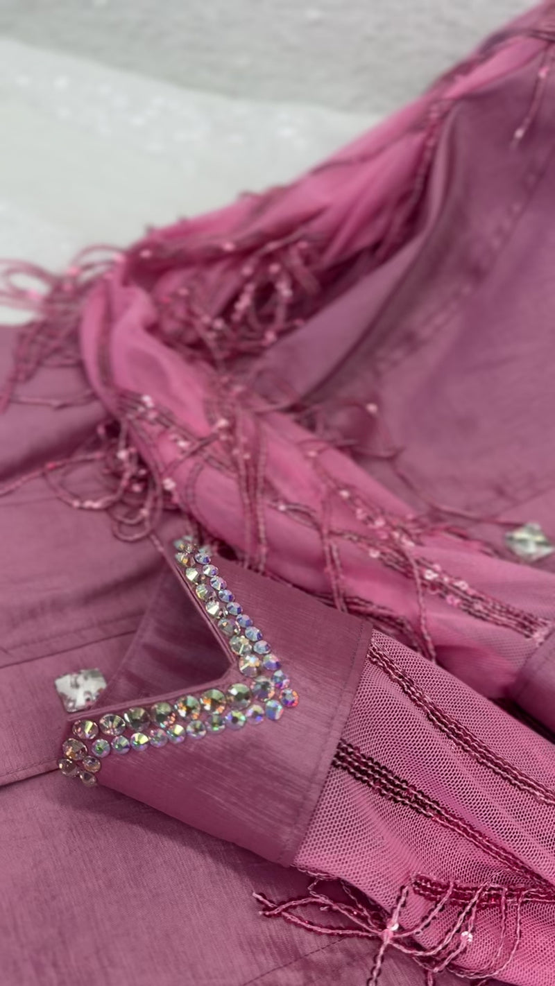 SIMPLY BREEZY Dusty Rose Stretch Taffeta Day Shirt