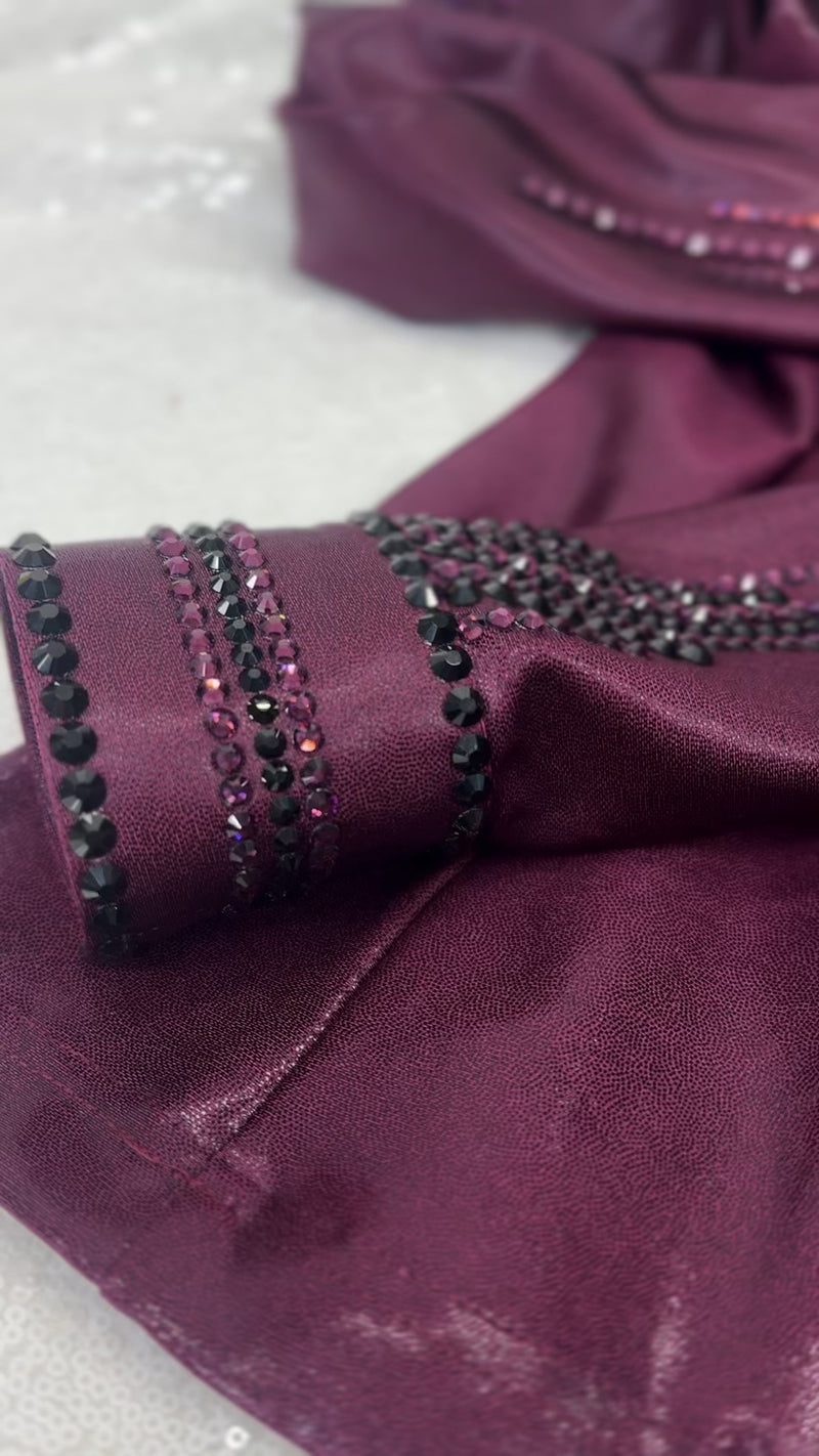 GLAM Dark Burgundy Melted Metals Stretch Spandex Day Shirt