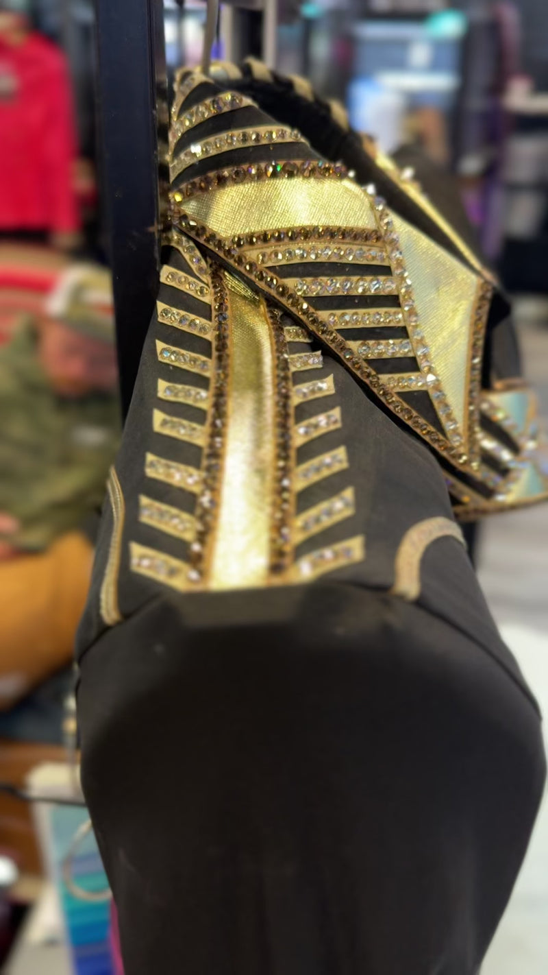 YOKED Black & Gold Stretch Taffeta Day Shirt