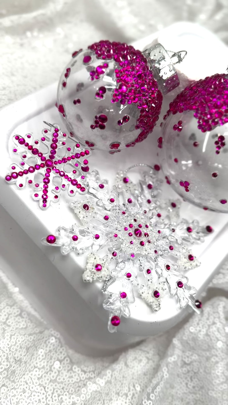 Hot Pink 4 Piece Ornament Set