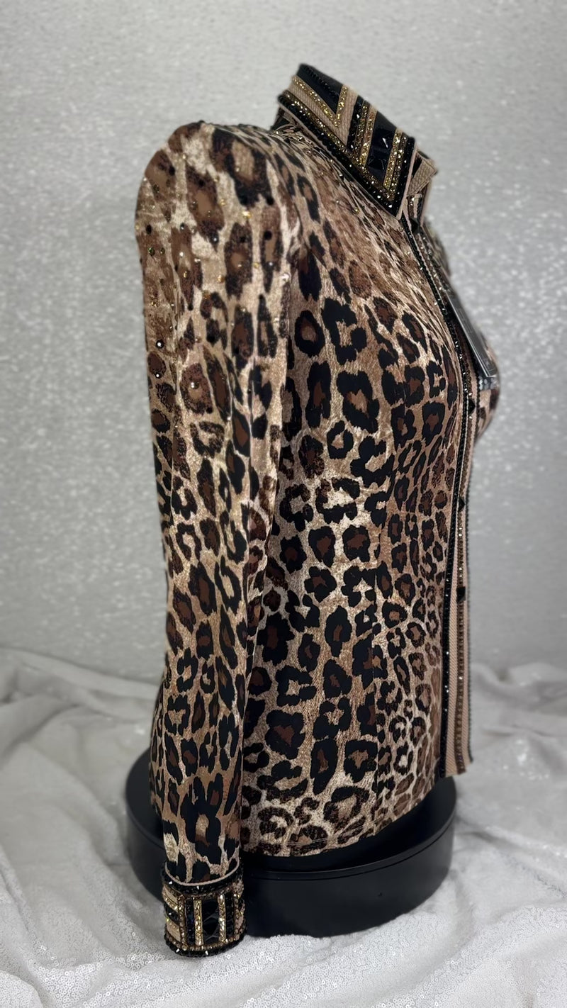 LUXE Brown, Tan & Black Animal Print Leopard Stretch Day Shirt