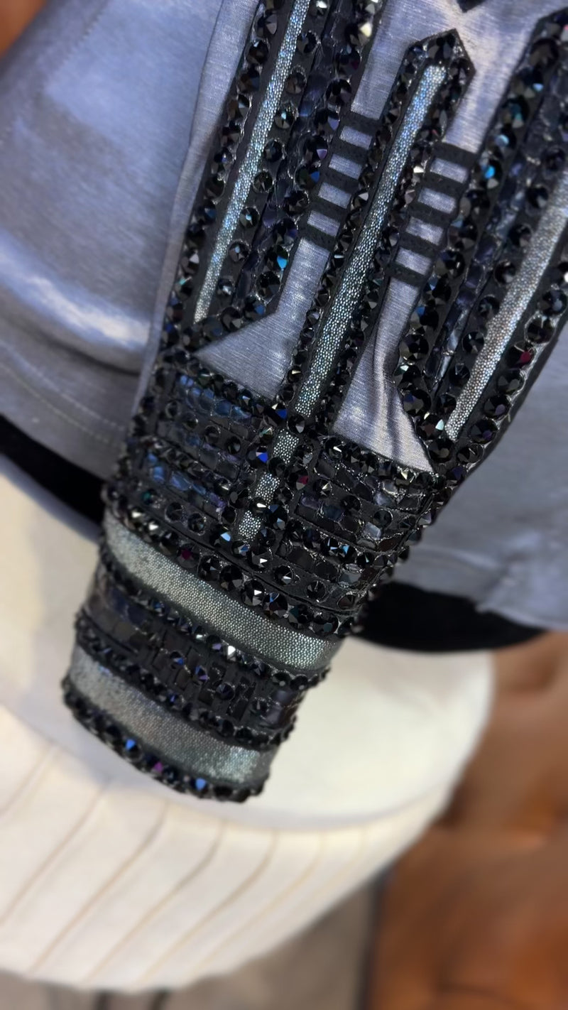 GLAM Gunmetal Grey w/ Black Stretch Taffeta Day Shirt