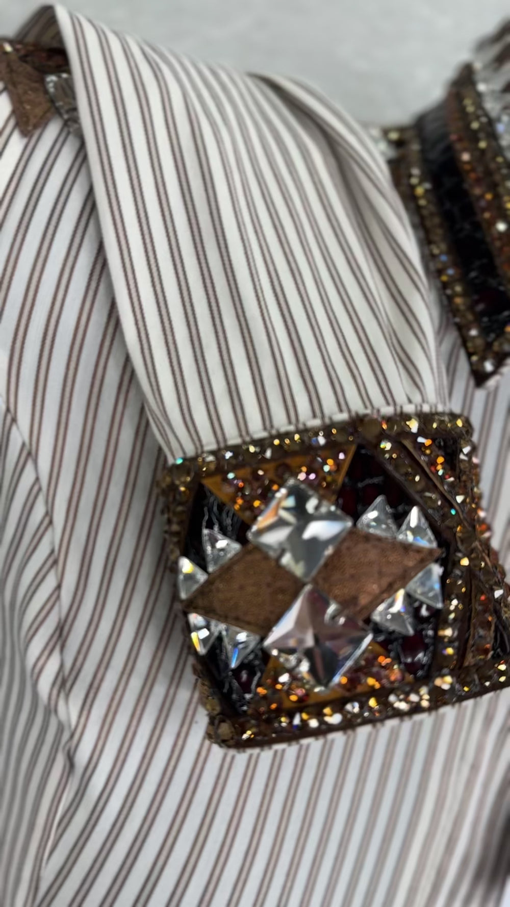 GLAM White, Chocolate Brown and Bronze Stretch Cotton Day Shirt